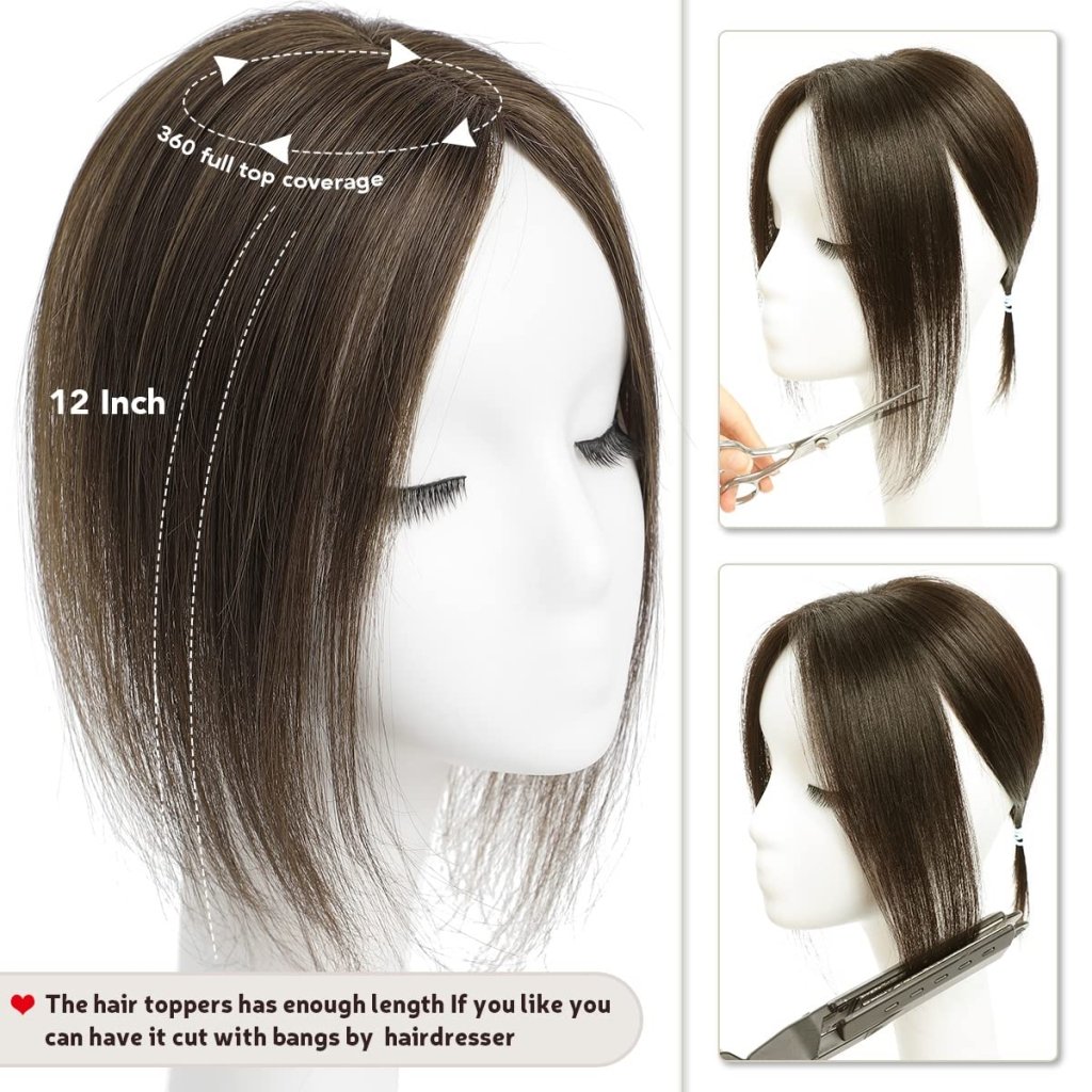 Top Hair Extension Pieces For Women Real Hair Without Bangs Lace Base Premium Remy Toppers  - Wigtrends