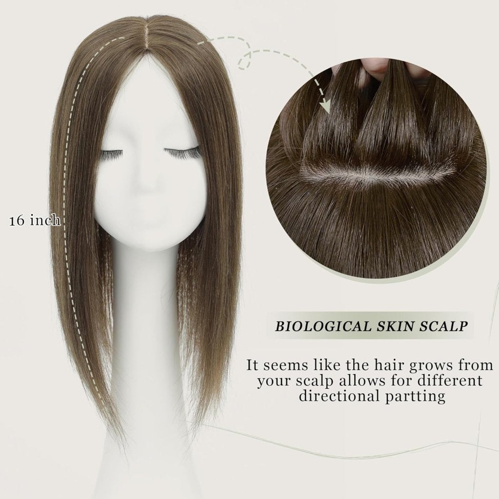 Top Hair Extension Pieces For Women Real Hair Without Bangs Lace Base Premium Remy Toppers  - Wigtrends