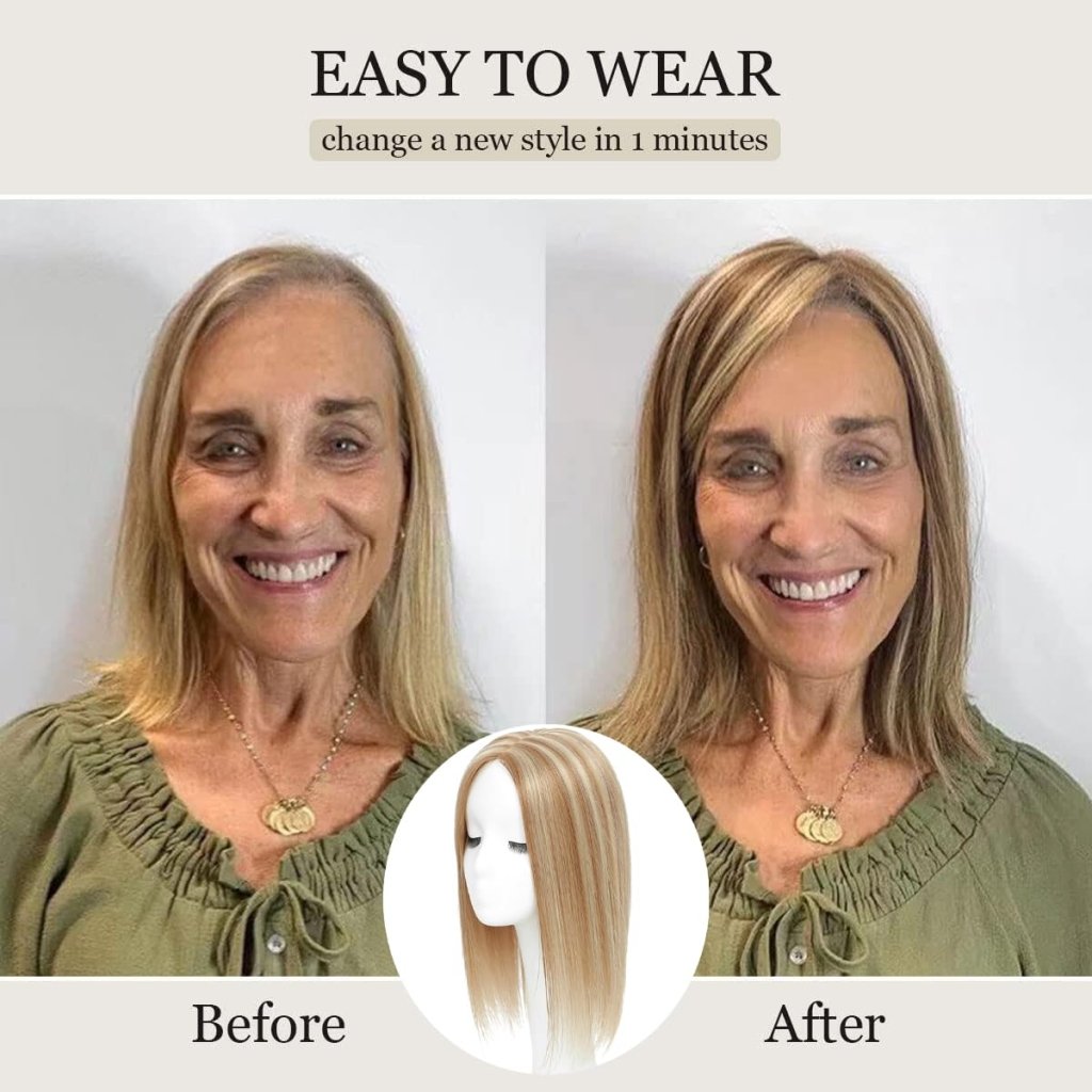 Top Hair Extension Pieces For Women Real Hair Without Bangs Lace Base Premium Remy Toppers  - Wigtrends
