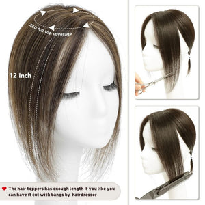 Top Hair Extension Pieces For Women Real Hair Without Bangs Lace Base Premium Remy Toppers  - Wigtrends