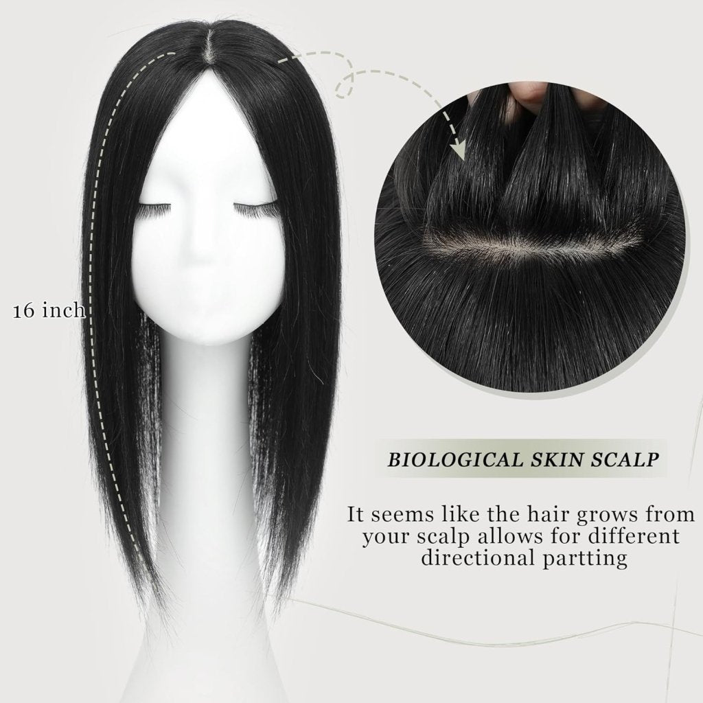 Top Hair Extension Pieces For Women Real Hair Without Bangs Lace Base Premium Remy Toppers  - Wigtrends