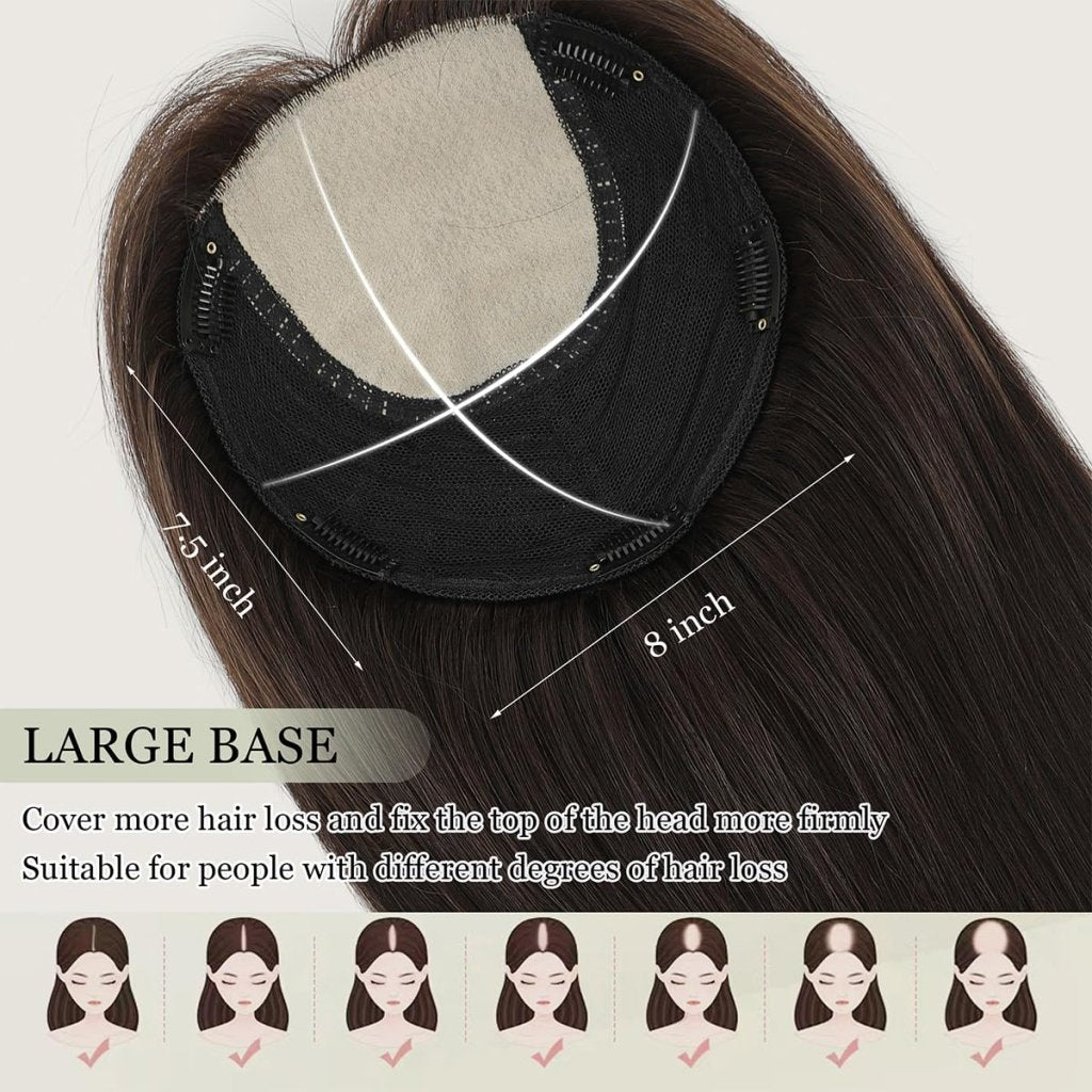 Top Hair Extension Pieces For Women Real Hair Without Bangs Lace Base Premium Remy Toppers  - Wigtrends