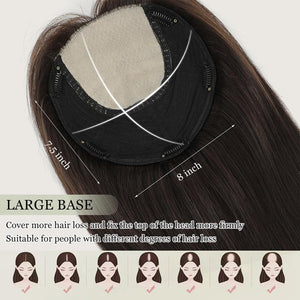 Top Hair Extension Pieces For Women Real Hair Without Bangs Lace Base Premium Remy Toppers  - Wigtrends