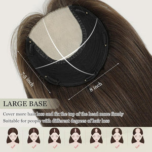 Top Hair Extension Pieces For Women Real Hair Without Bangs Lace Base Premium Remy Toppers  - Wigtrends