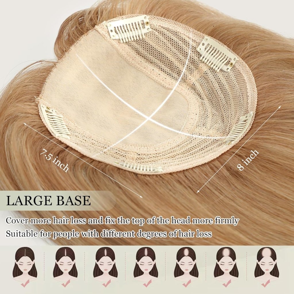 Top Hair Extension Pieces For Women Real Hair Without Bangs Lace Base Premium Remy Toppers  - Wigtrends