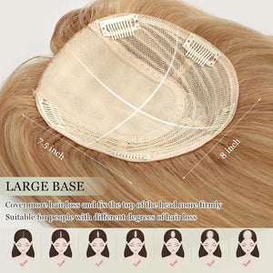 Top Hair Extension Pieces For Women Real Hair Without Bangs Lace Base Premium Remy Toppers  - Wigtrends