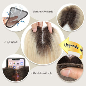 Top Hair Extension Pieces For Women Real Hair Without Bangs Lace Base Premium Remy Toppers  - Wigtrends