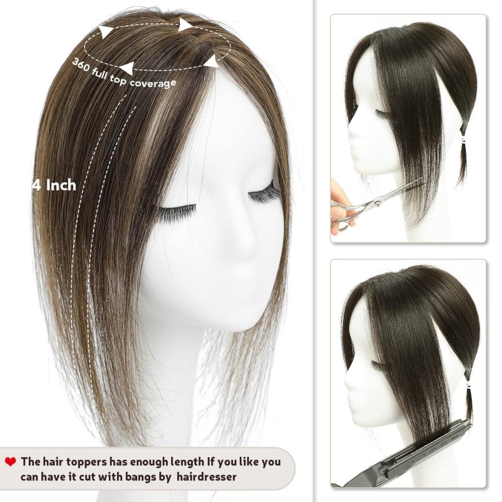 Top Hair Extension Pieces For Women Real Hair Without Bangs Lace Base Premium Remy Toppers  - Wigtrends
