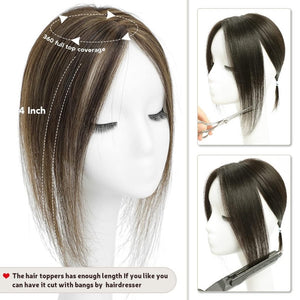 Top Hair Extension Pieces For Women Real Hair Without Bangs Lace Base Premium Remy Toppers  - Wigtrends