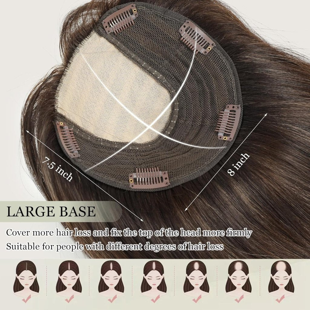 Top Hair Extension Pieces For Women Real Hair Without Bangs Lace Base Premium Remy Toppers  - Wigtrends