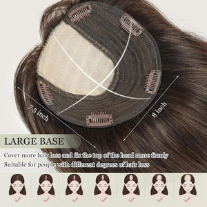 Top Hair Extension Pieces For Women Real Hair Without Bangs Lace Base Premium Remy Toppers  - Wigtrends