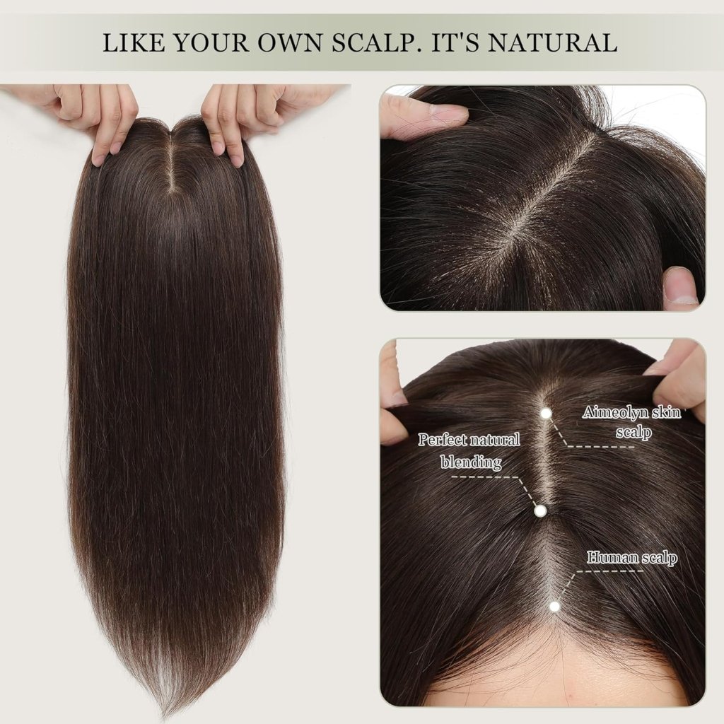 Top Hair Extension Pieces For Women Real Hair Without Bangs Lace Base Premium Remy Toppers  - Wigtrends