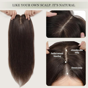 Top Hair Extension Pieces For Women Real Hair Without Bangs Lace Base Premium Remy Toppers  - Wigtrends