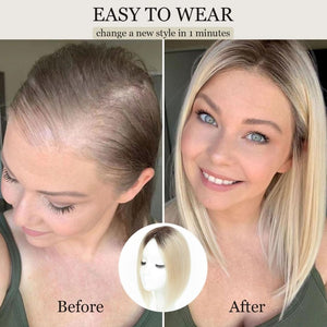 Top Hair Extension Pieces For Women Real Hair Without Bangs Lace Base Premium Remy Toppers  - Wigtrends