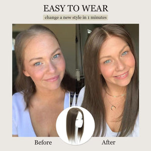 Top Hair Extension Pieces For Women Real Hair Without Bangs Lace Base Premium Remy Toppers  - Wigtrends