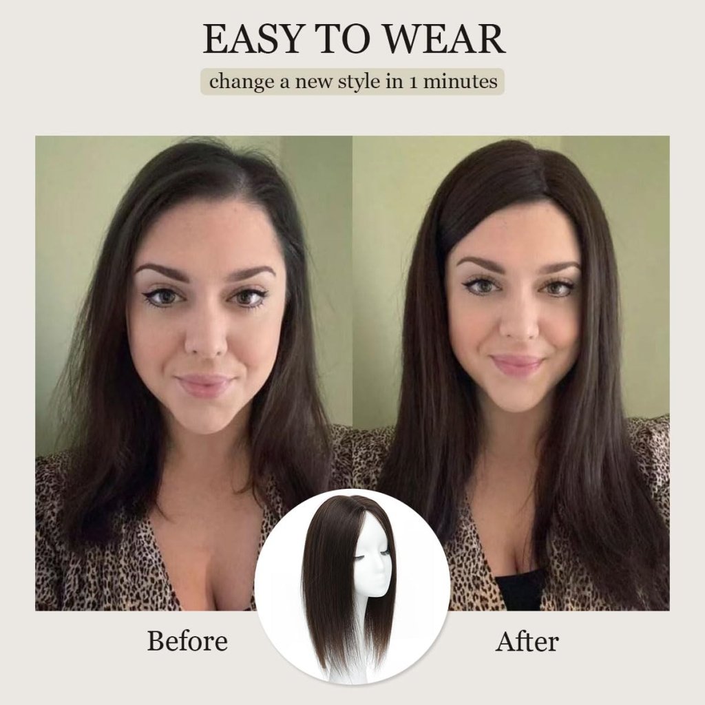 Top Hair Extension Pieces For Women Real Hair Without Bangs Lace Base Premium Remy Toppers  - Wigtrends
