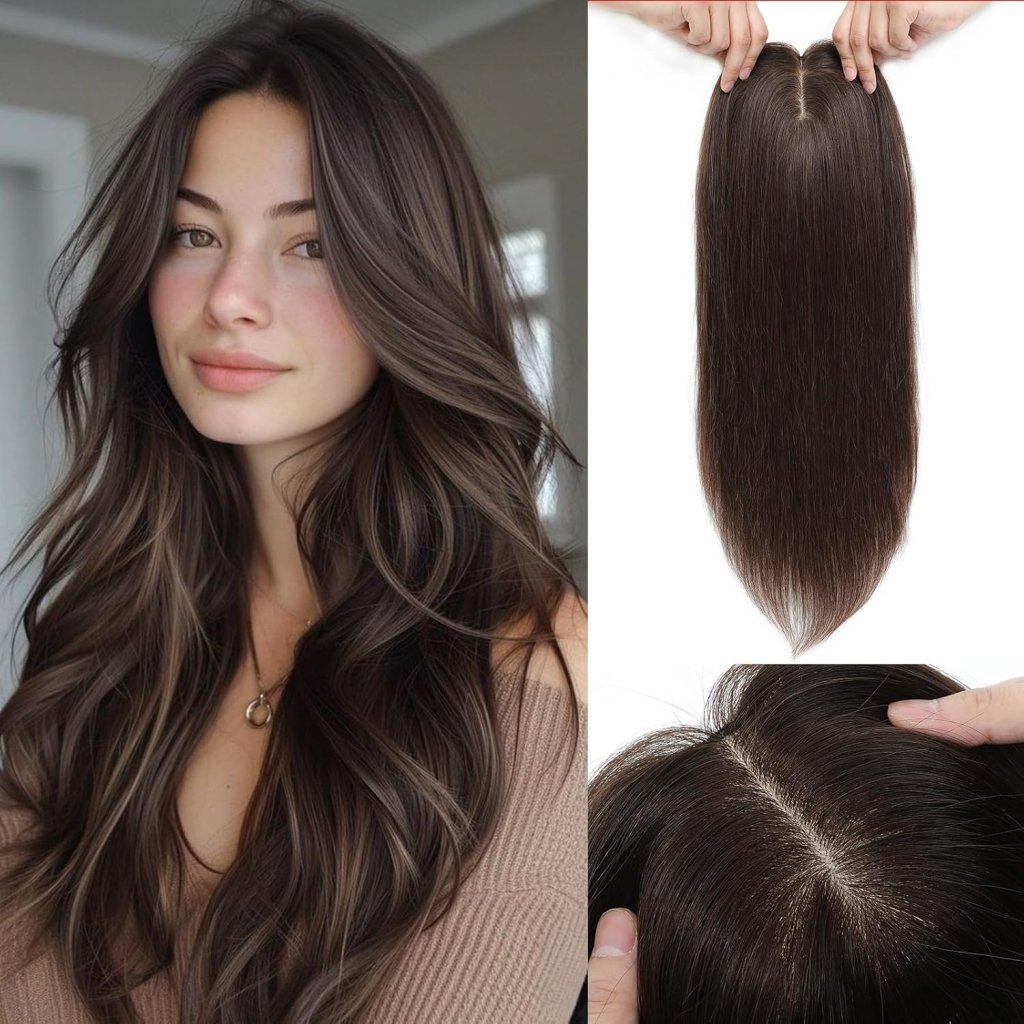 Top Hair Extension Pieces For Women Real Hair Without Bangs Lace Base Premium Remy Toppers  - Wigtrends