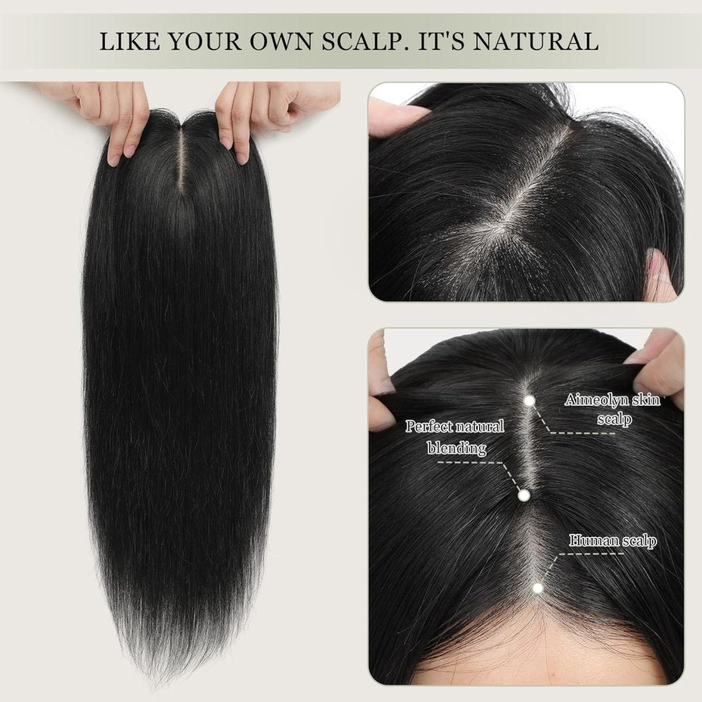 Top Hair Extension Pieces For Women Real Hair Without Bangs Lace Base Premium Remy Toppers  - Wigtrends