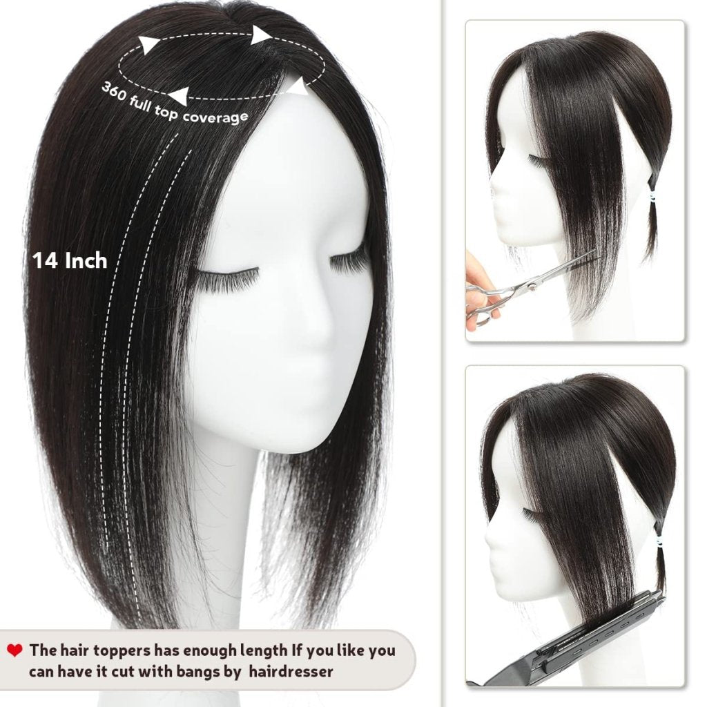 Top Hair Extension Pieces For Women Real Hair Without Bangs Lace Base Premium Remy Toppers  - Wigtrends