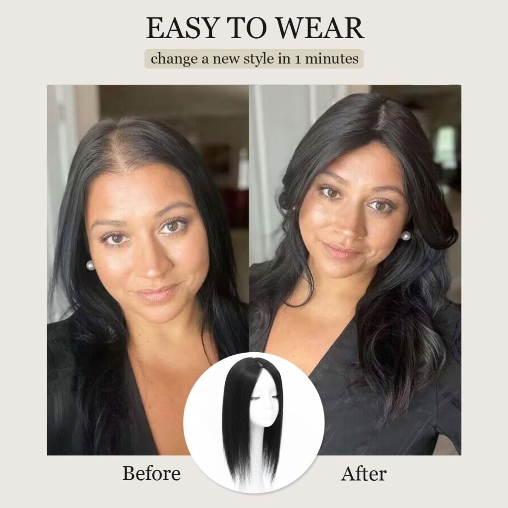 Top Hair Extension Pieces For Women Real Hair Without Bangs Lace Base Premium Remy Toppers  - Wigtrends