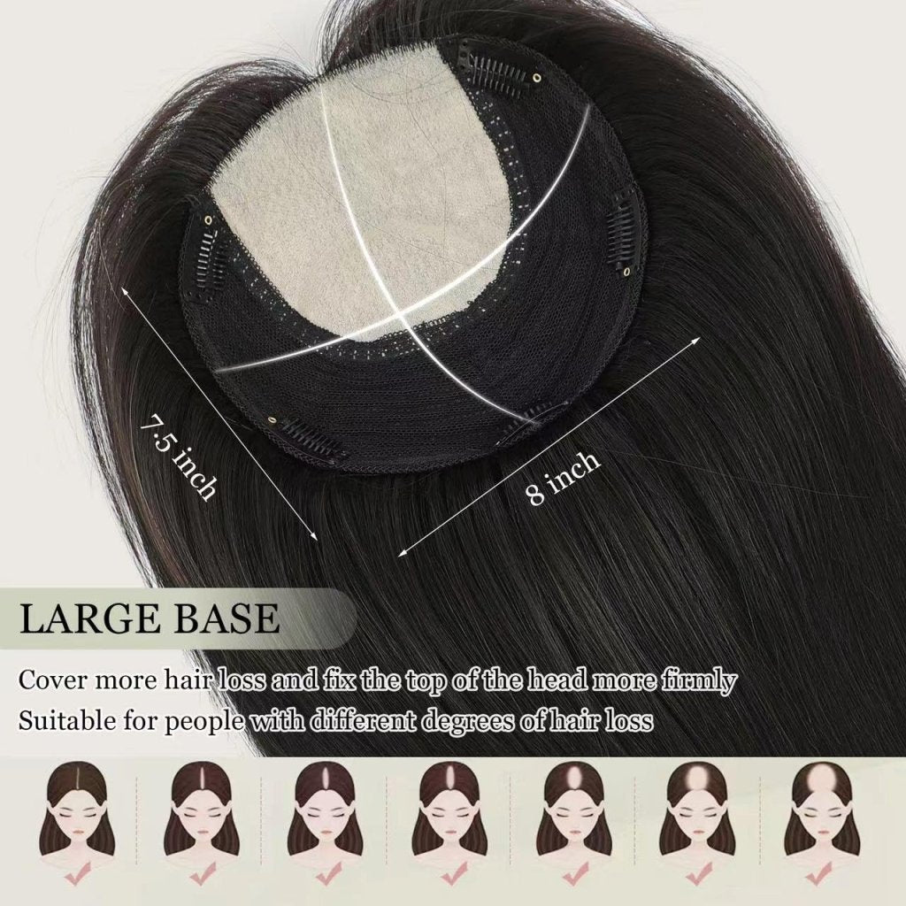 Top Hair Extension Pieces For Women Real Hair Without Bangs Lace Base Premium Remy Toppers  - Wigtrends