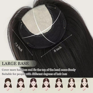 Top Hair Extension Pieces For Women Real Hair Without Bangs Lace Base Premium Remy Toppers  - Wigtrends