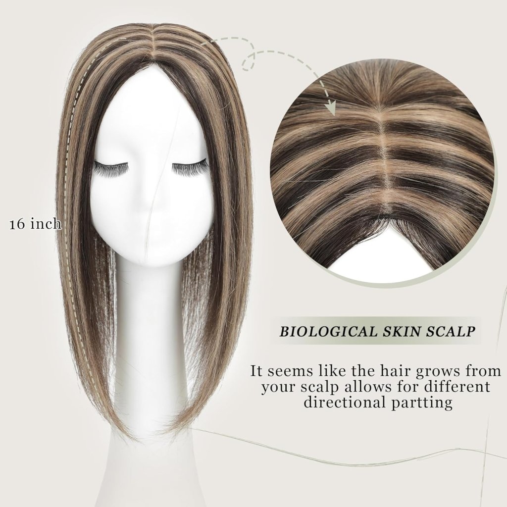 Top Hair Extension Pieces For Women Real Hair Without Bangs Lace Base Premium Remy Toppers  - Wigtrends