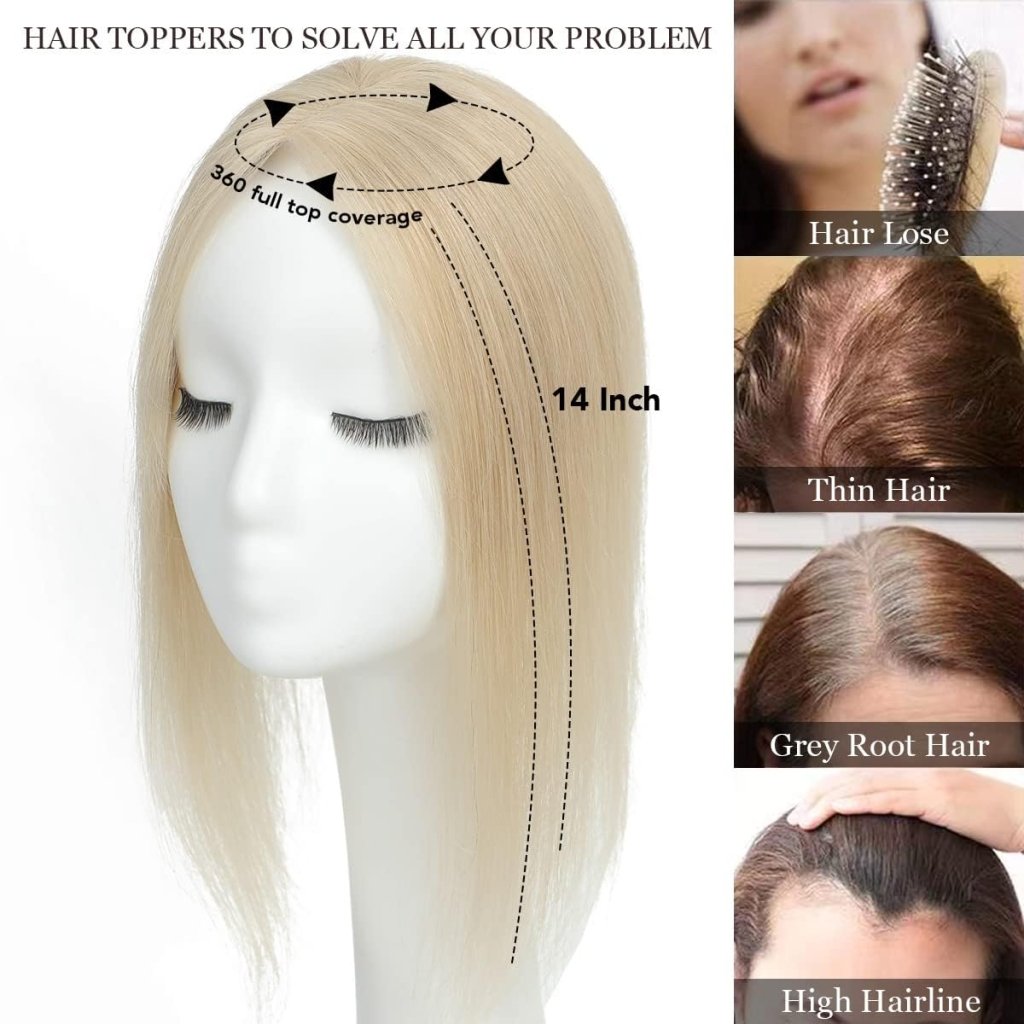 Top Hair Extension Pieces For Women Real Hair Without Bangs Lace Base Premium Remy Toppers  - Wigtrends