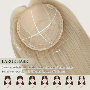 Top Hair Extension Pieces For Women Real Hair Without Bangs Lace Base Premium Remy Toppers  - Wigtrends