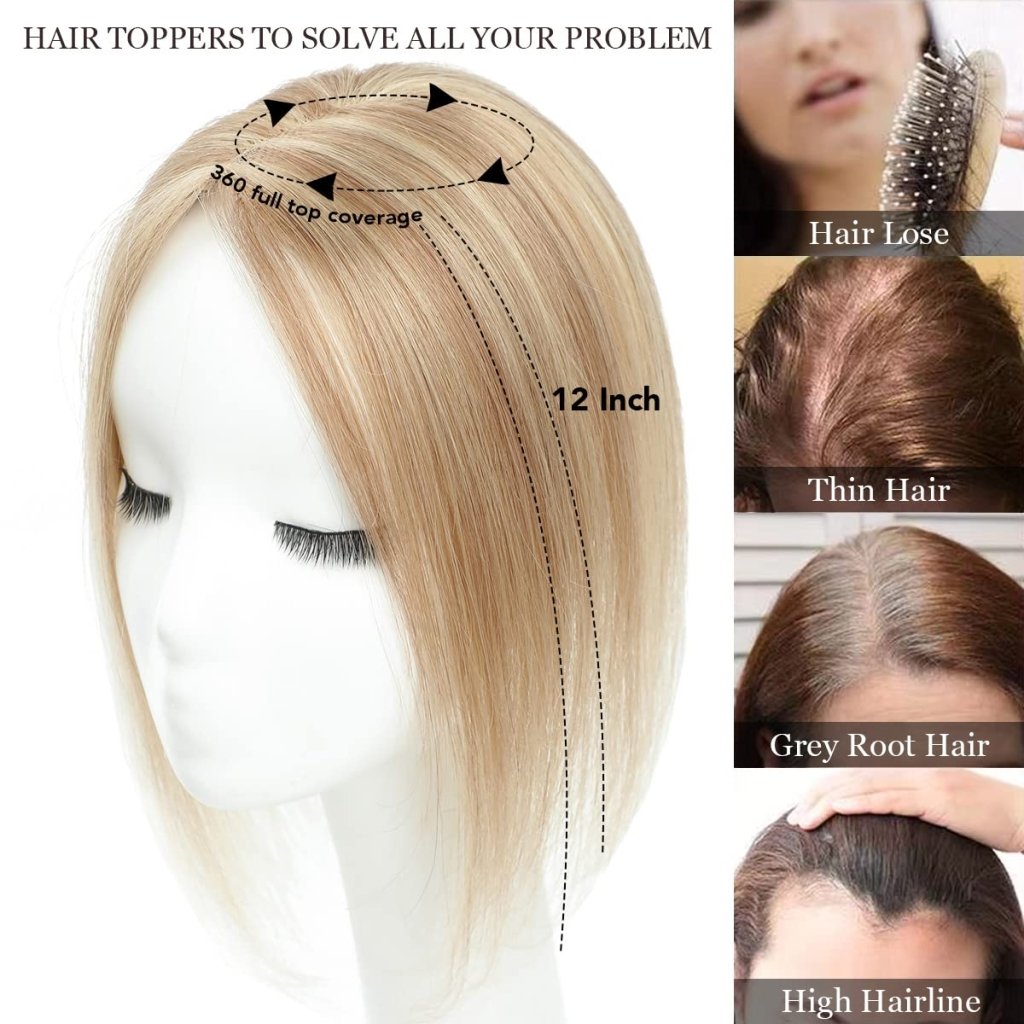 Top Hair Extension Pieces For Women Real Hair Without Bangs Lace Base Premium Remy Toppers  - Wigtrends
