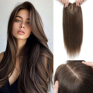 Top Hair Extension Pieces For Women Real Hair Without Bangs Lace Base Premium Remy Toppers  - Wigtrends