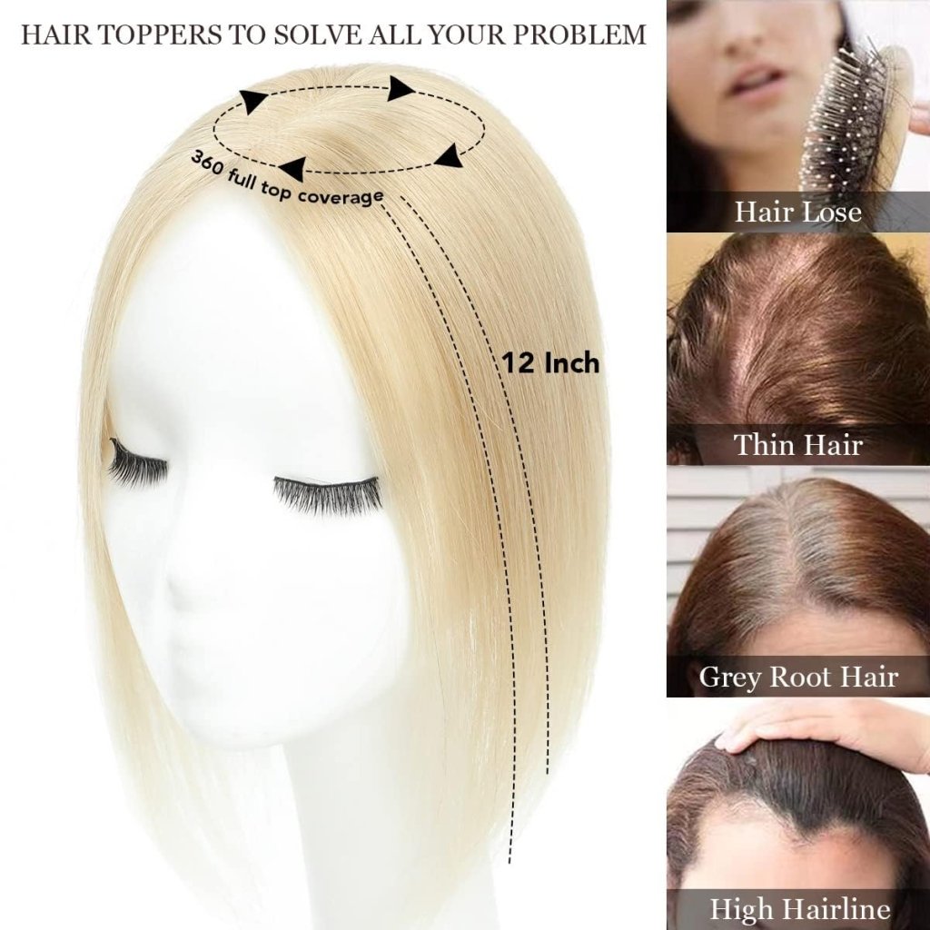 Top Hair Extension Pieces For Women Real Hair Without Bangs Lace Base Premium Remy Toppers  - Wigtrends