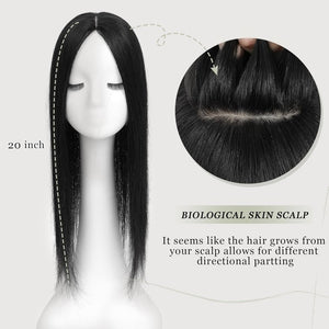 Top Hair Extension Pieces For Women Real Hair Without Bangs Lace Base Premium Remy Toppers  - Wigtrends