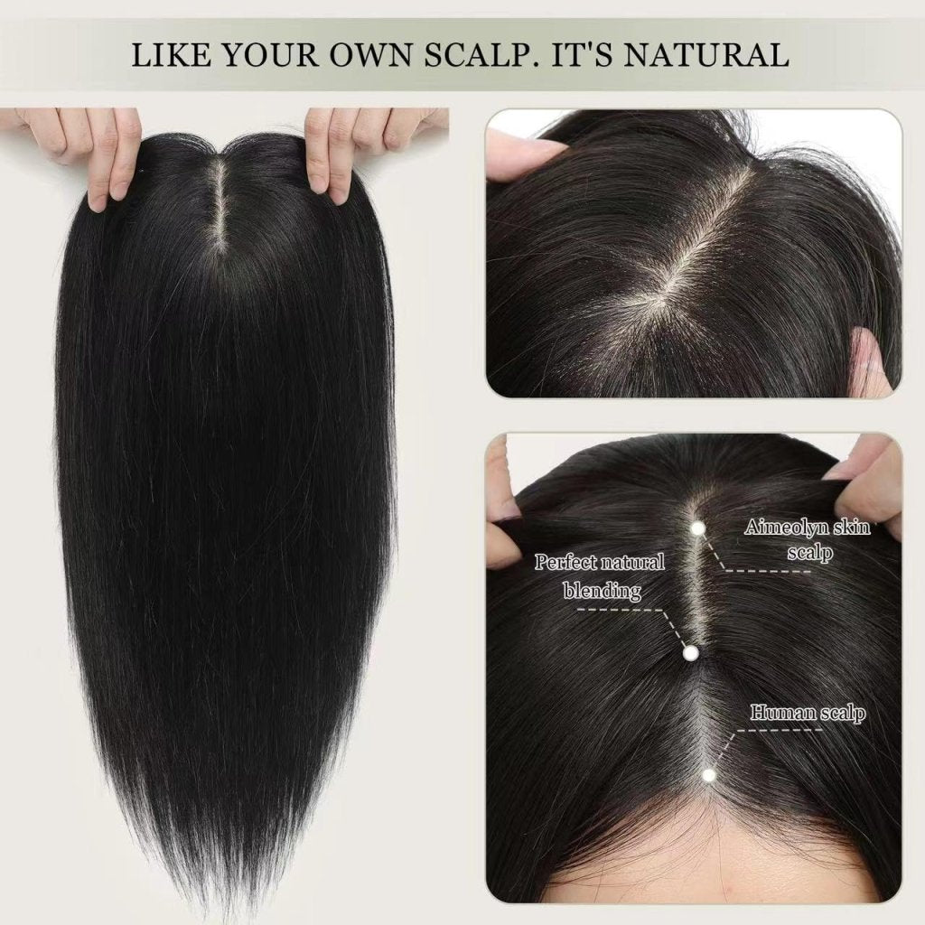 Top Hair Extension Pieces For Women Real Hair Without Bangs Lace Base Premium Remy Toppers  - Wigtrends