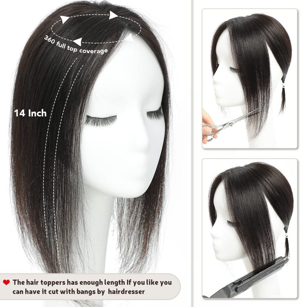 Top Hair Extension Pieces For Women Real Hair Without Bangs Lace Base Premium Remy Toppers  - Wigtrends