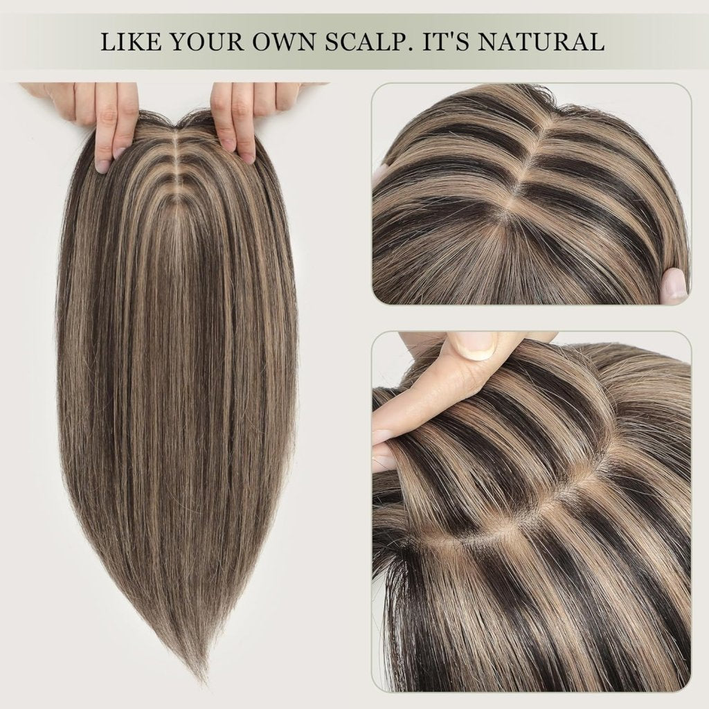 Top Hair Extension Pieces For Women Real Hair Without Bangs Lace Base Premium Remy Toppers  - Wigtrends