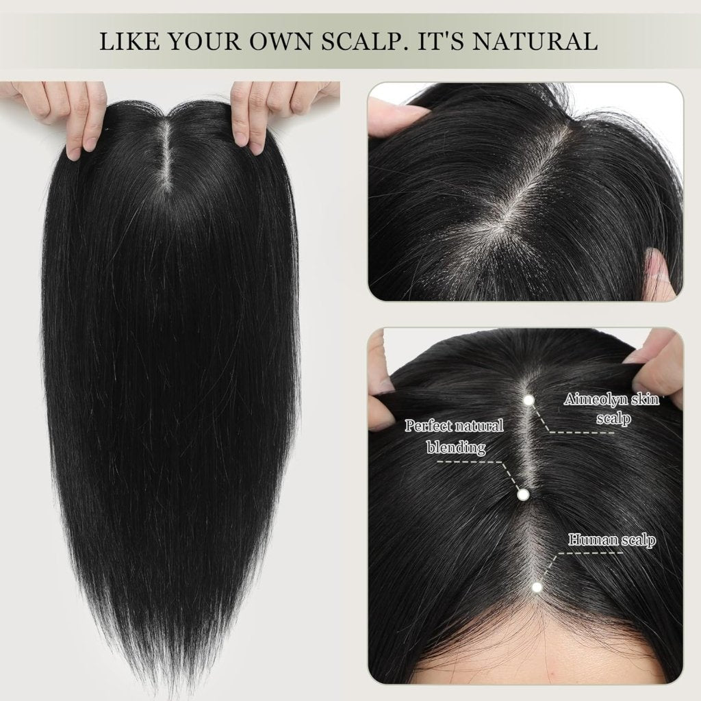 Top Hair Extension Pieces For Women Real Hair Without Bangs Lace Base Premium Remy Toppers  - Wigtrends