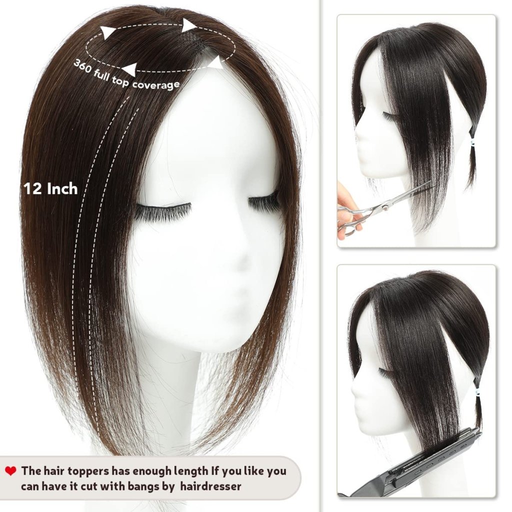 Top Hair Extension Pieces For Women Real Hair Without Bangs Lace Base Premium Remy Toppers  - Wigtrends