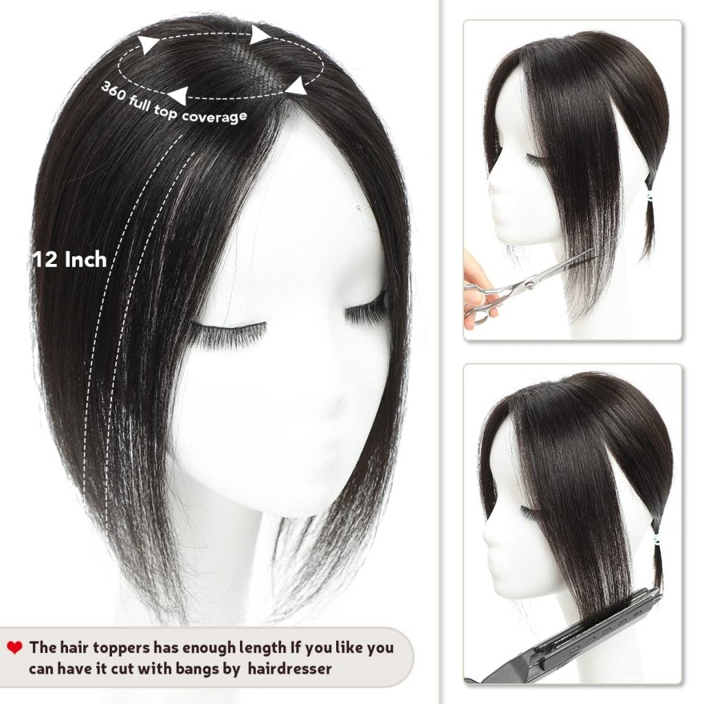 Top Hair Extension Pieces For Women Real Hair Without Bangs Lace Base Premium Remy Toppers  - Wigtrends