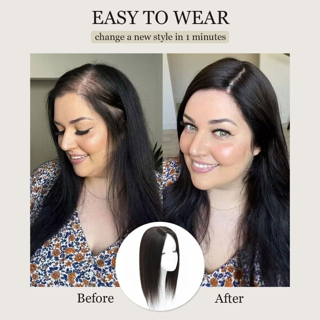 Top Hair Extension Pieces For Women Real Hair Without Bangs Lace Base Premium Remy Toppers  - Wigtrends