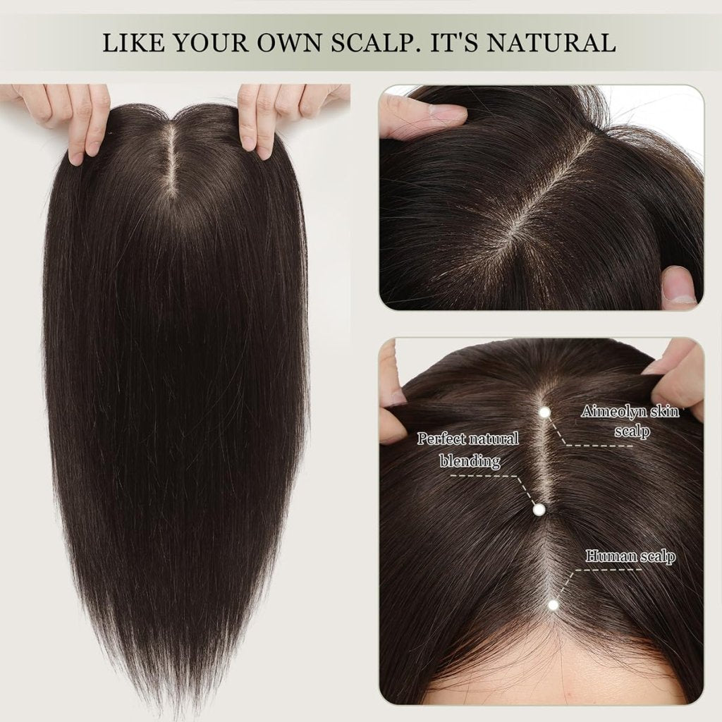 Top Hair Extension Pieces For Women Real Hair Without Bangs Lace Base Premium Remy Toppers  - Wigtrends