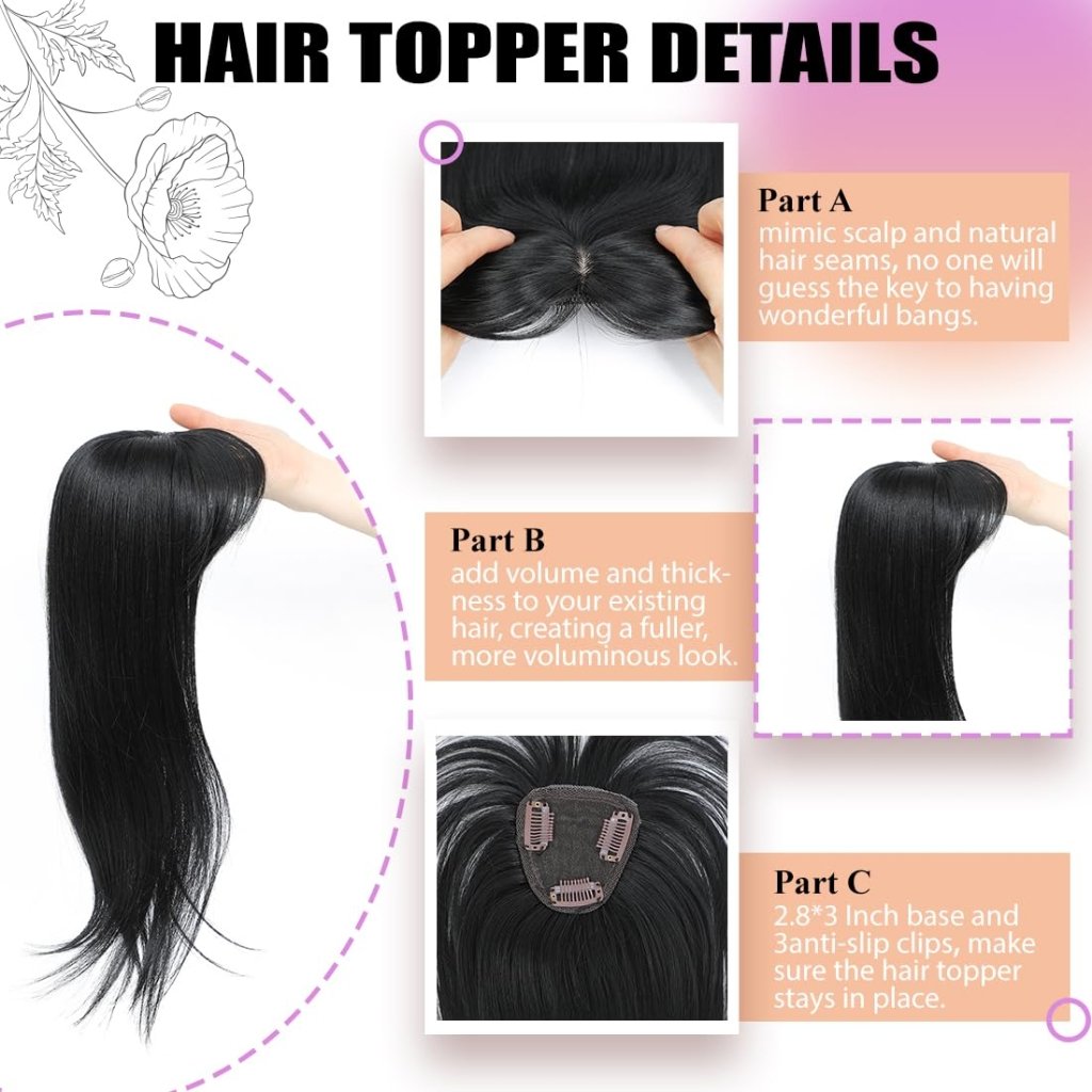 Topper Clip in Bangs 3D 360° Cover Hair Toppers for Women with Thinning Hair Pieces - Wigtrends