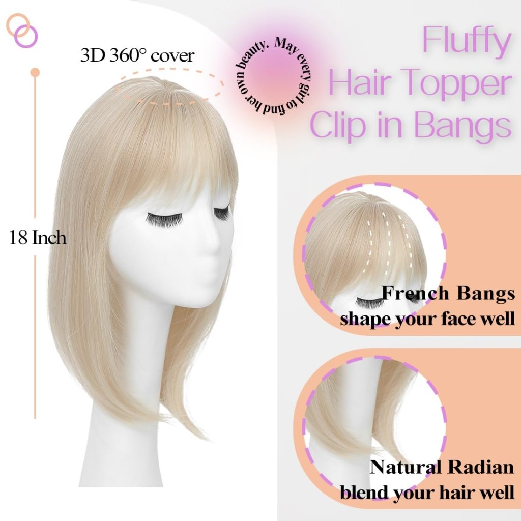 Topper Clip in Bangs 3D 360° Cover Hair Toppers for Women with Thinning Hair Pieces - Wigtrends