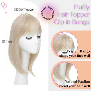 Topper Clip in Bangs 3D 360° Cover Hair Toppers for Women with Thinning Hair Pieces - Wigtrends