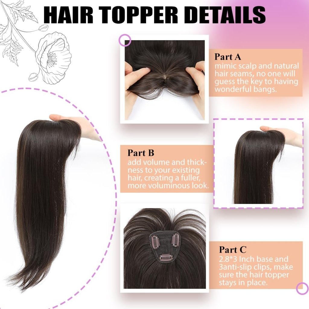 Topper Clip in Bangs 3D 360° Cover Hair Toppers for Women with Thinning Hair Pieces - Wigtrends