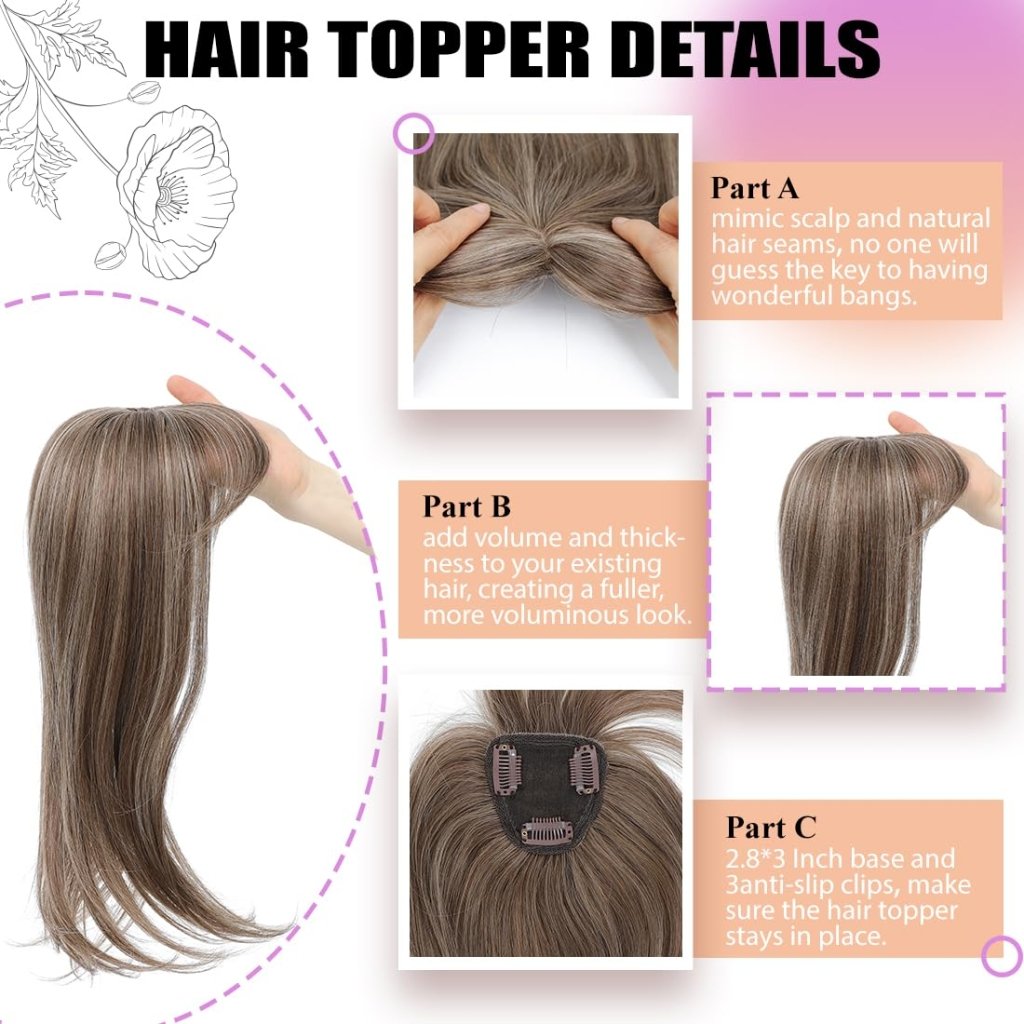 Topper Clip in Bangs 3D 360° Cover Hair Toppers for Women with Thinning Hair Pieces - Wigtrends