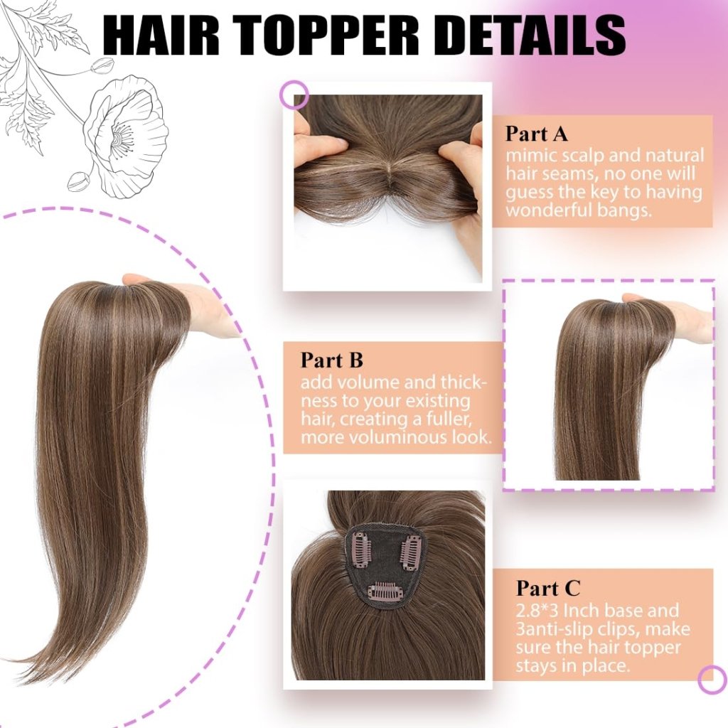 Topper Clip in Bangs 3D 360° Cover Hair Toppers for Women with Thinning Hair Pieces - Wigtrends