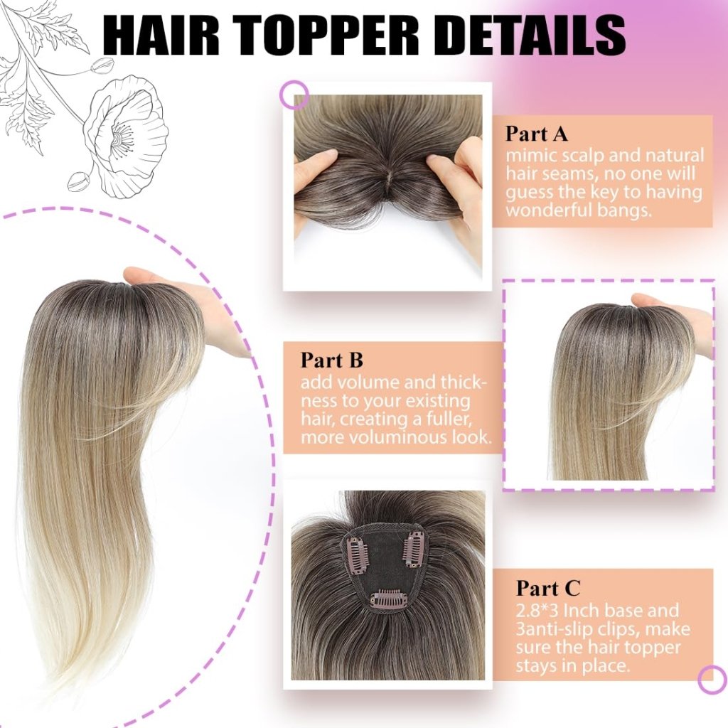 Topper Clip in Bangs 3D 360° Cover Hair Toppers for Women with Thinning Hair Pieces - Wigtrends