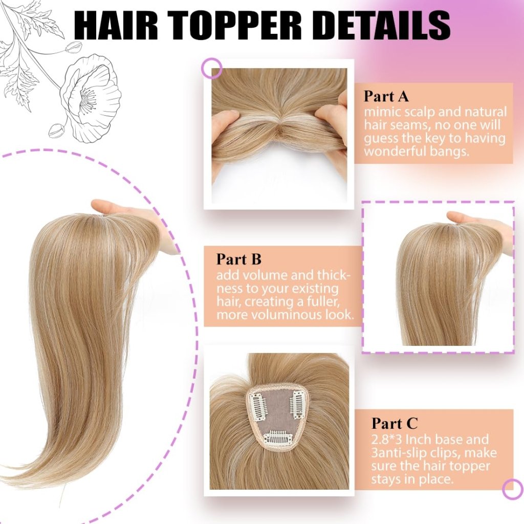 Topper Clip in Bangs 3D 360° Cover Hair Toppers for Women with Thinning Hair Pieces - Wigtrends