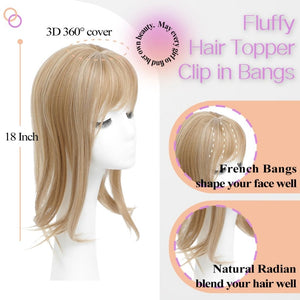 Topper Clip in Bangs 3D 360° Cover Hair Toppers for Women with Thinning Hair Pieces - Wigtrends